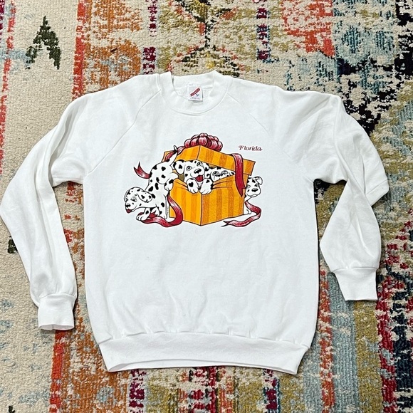 Vintage 1980s Florida Dalmatian Dog Breed Florida Travel Destination Sweatshirt - Picture 1 of 5